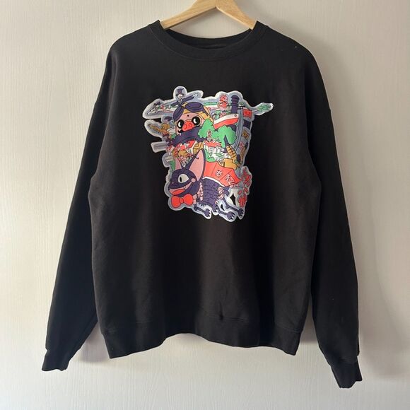 DNA DEEZ NUTS Studio Ghibli Art to Wear Pullover Crewneck Sweater Black Large - Picture 1 of 4